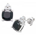 Sterling Silver, Black Onyx & White Cubic Zirconia Earrings